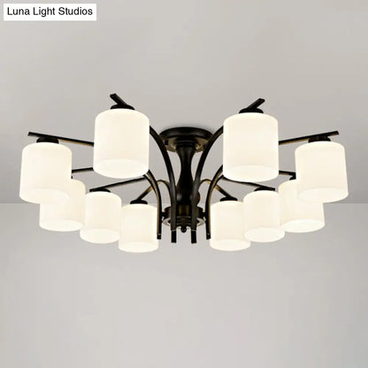 DecorBites™ DecorBites™ Rustic Living Room Shaded Cream Glass Semi Flush Light Ceiling Chandelier