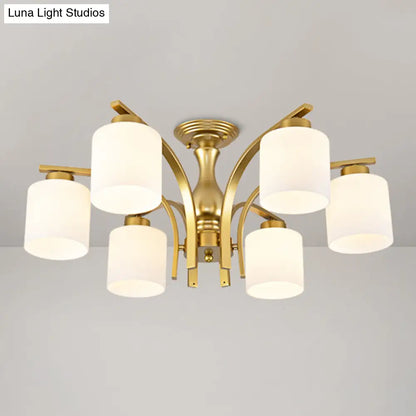 DecorBites™ DecorBites™ Rustic Living Room Shaded Cream Glass Semi Flush Light Ceiling Chandelier