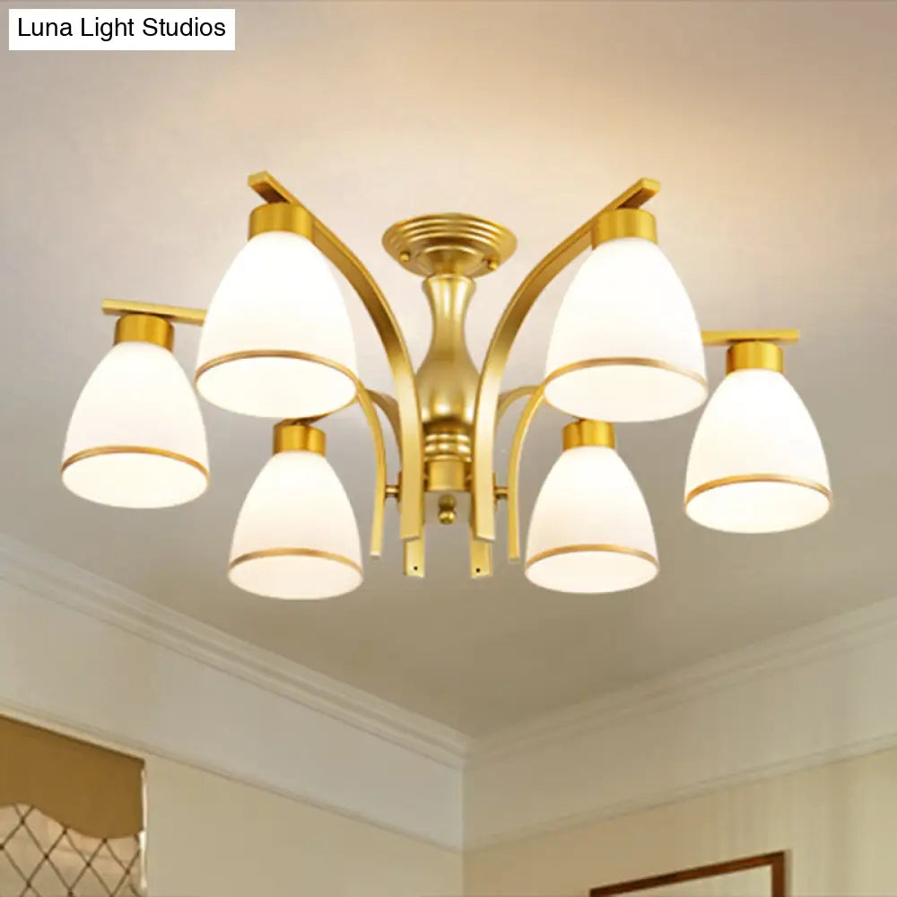 DecorBites™ DecorBites™ Rustic Living Room Shaded Cream Glass Semi Flush Light Ceiling Chandelier