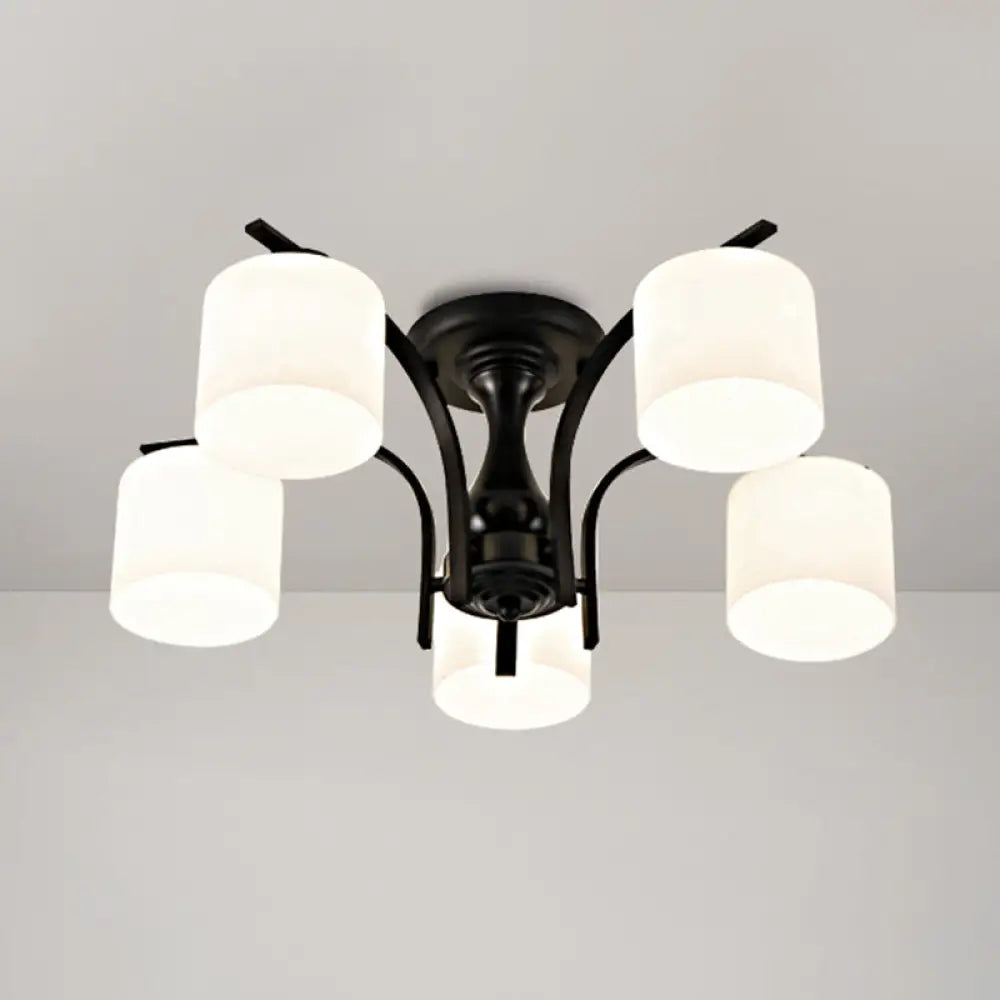 DecorBites™ DecorBites™ Rustic Living Room Shaded Cream Glass Semi Flush Light Ceiling Chandelier