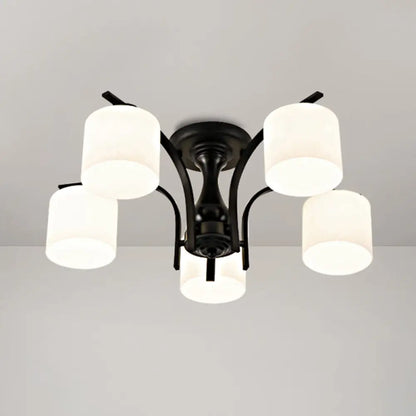 DecorBites™ DecorBites™ Rustic Living Room Shaded Cream Glass Semi Flush Light Ceiling Chandelier