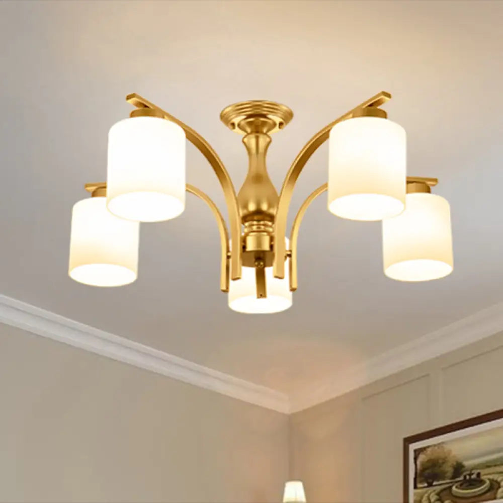 DecorBites™ DecorBites™ Rustic Living Room Shaded Cream Glass Semi Flush Light Ceiling Chandelier