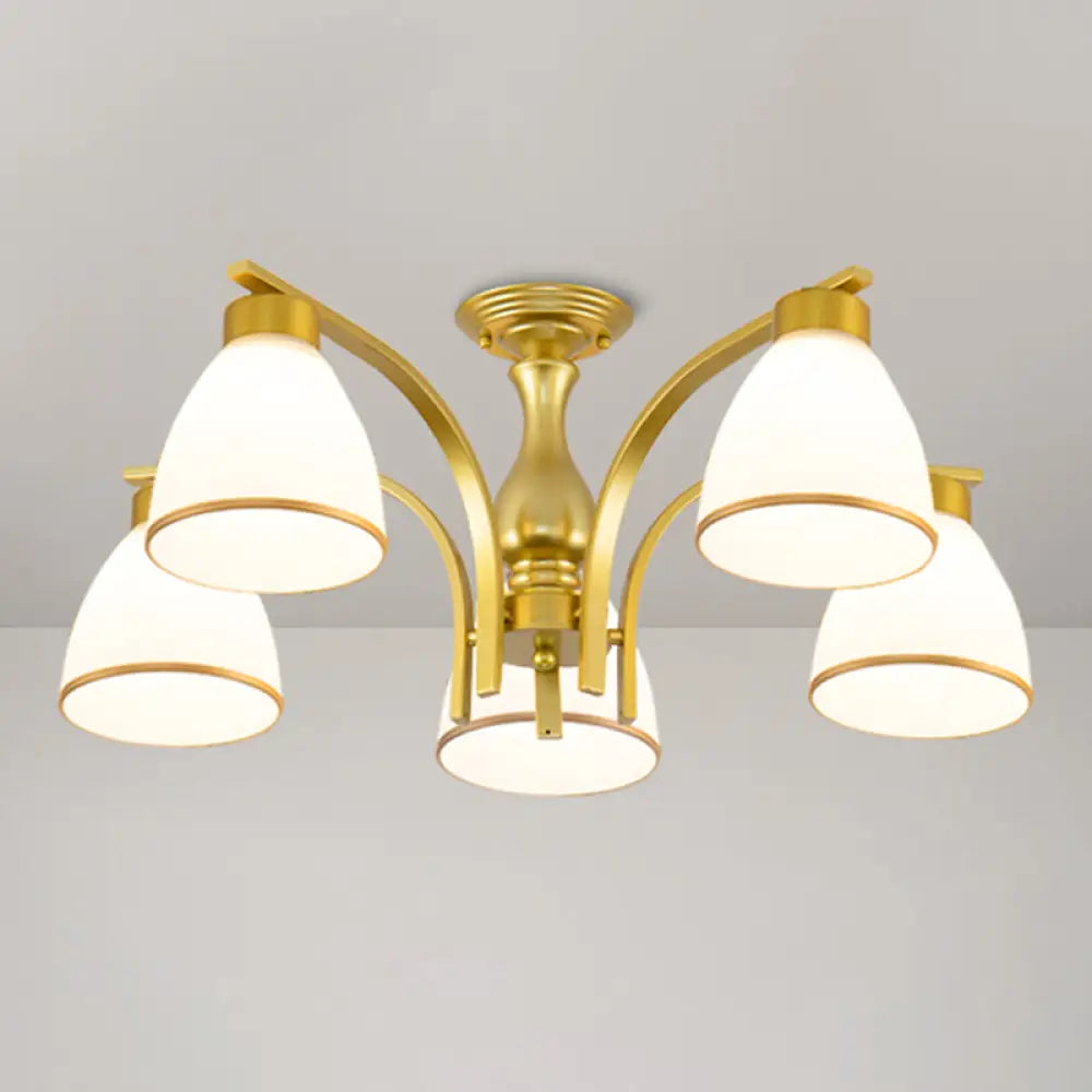 DecorBites™ DecorBites™ Rustic Living Room Shaded Cream Glass Semi Flush Light Ceiling Chandelier