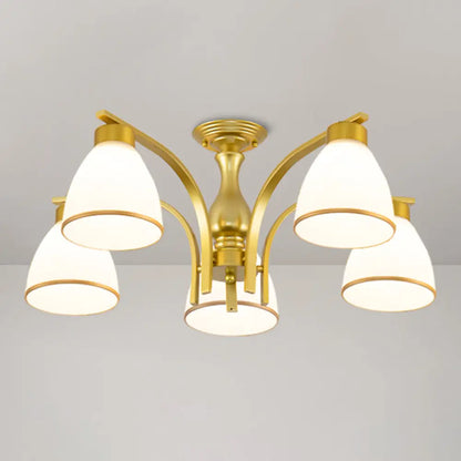 DecorBites™ DecorBites™ Rustic Living Room Shaded Cream Glass Semi Flush Light Ceiling Chandelier