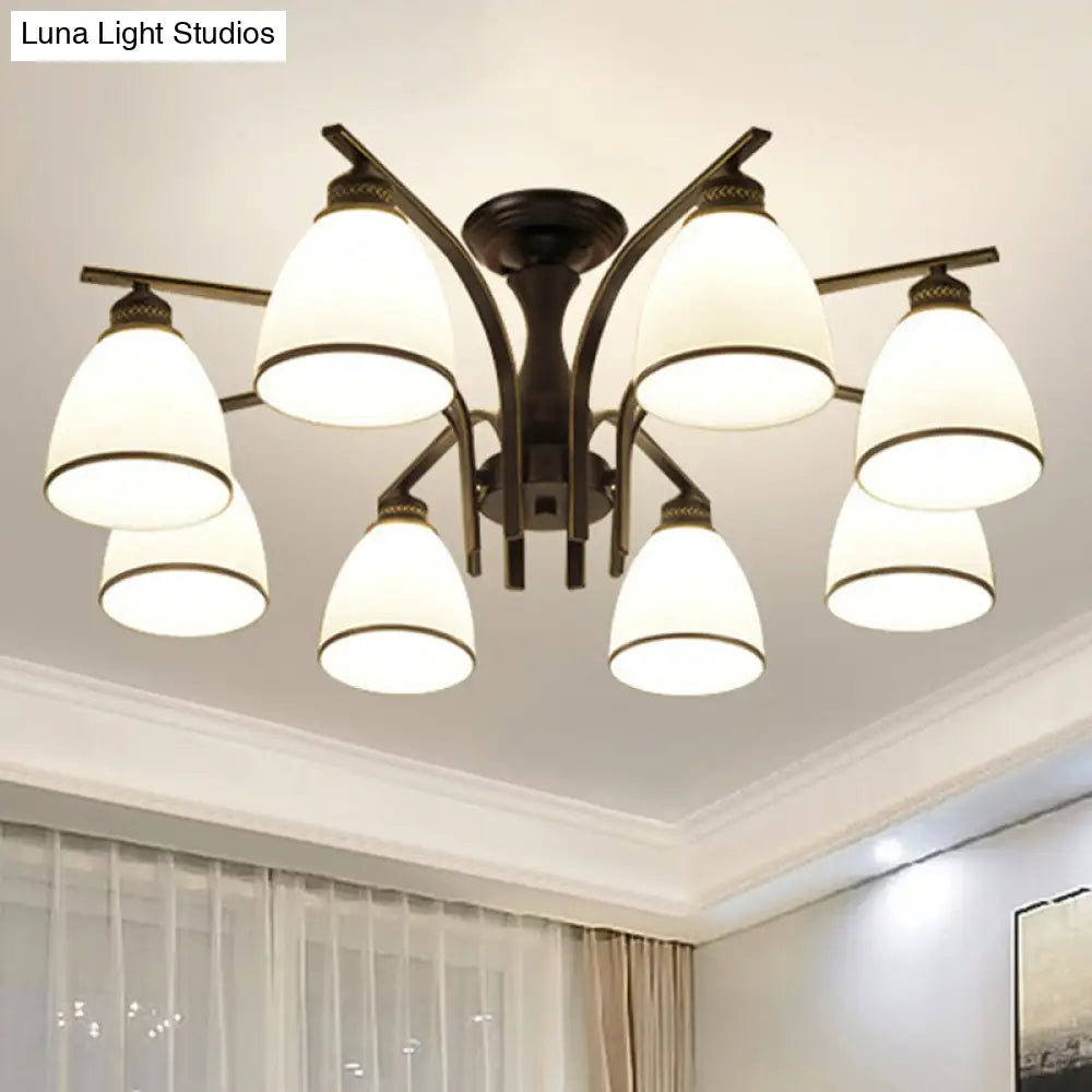 DecorBites™ DecorBites™ Rustic Living Room Shaded Cream Glass Semi Flush Light Ceiling Chandelier