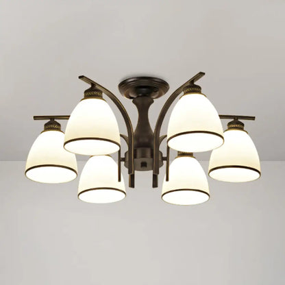 DecorBites™ DecorBites™ Rustic Living Room Shaded Cream Glass Semi Flush Light Ceiling Chandelier