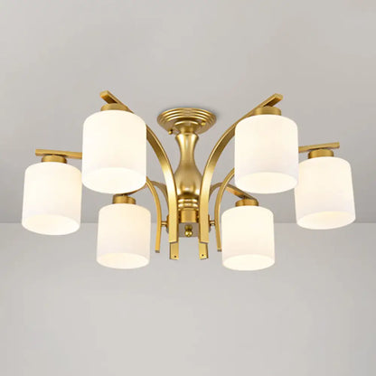 DecorBites™ DecorBites™ Rustic Living Room Shaded Cream Glass Semi Flush Light Ceiling Chandelier