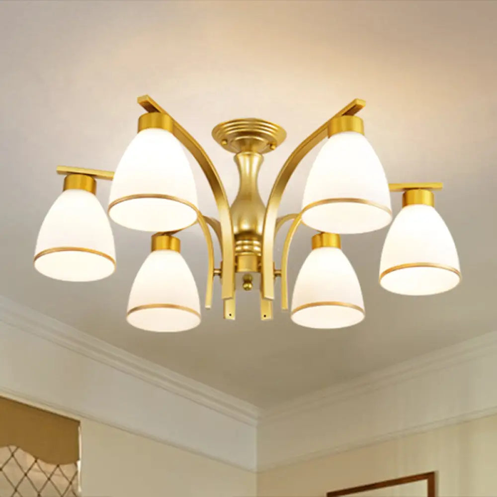 DecorBites™ DecorBites™ Rustic Living Room Shaded Cream Glass Semi Flush Light Ceiling Chandelier