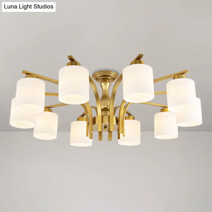 DecorBites™ DecorBites™ Rustic Living Room Shaded Cream Glass Semi Flush Light Ceiling Chandelier
