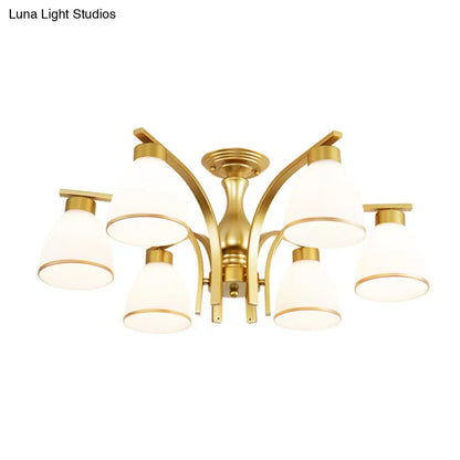 DecorBites™ DecorBites™ Rustic Living Room Shaded Cream Glass Semi Flush Light Ceiling Chandelier