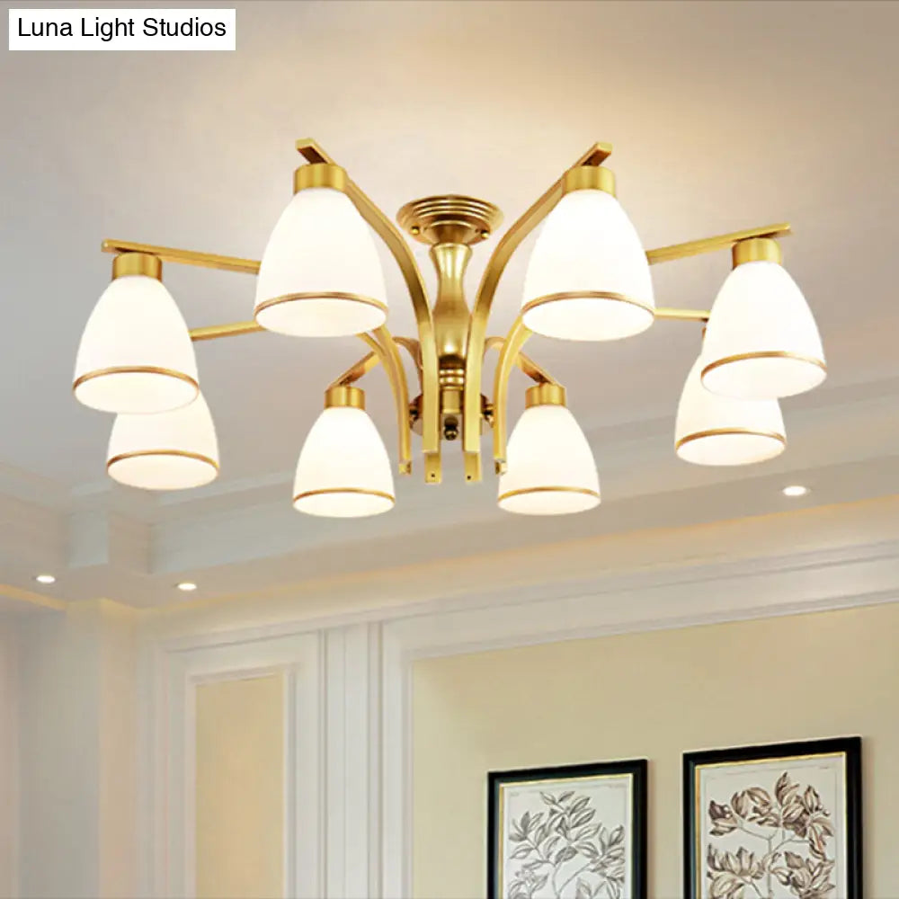 DecorBites™ DecorBites™ Rustic Living Room Shaded Cream Glass Semi Flush Light Ceiling Chandelier