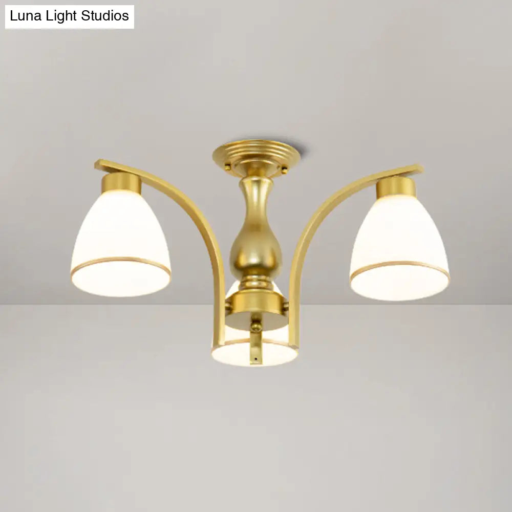 DecorBites™ DecorBites™ Rustic Living Room Shaded Cream Glass Semi Flush Light Ceiling Chandelier