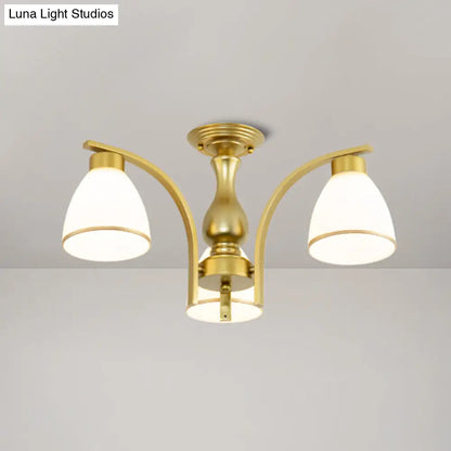 DecorBites™ DecorBites™ Rustic Living Room Shaded Cream Glass Semi Flush Light Ceiling Chandelier