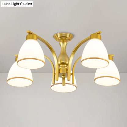 DecorBites™ DecorBites™ Rustic Living Room Shaded Cream Glass Semi Flush Light Ceiling Chandelier