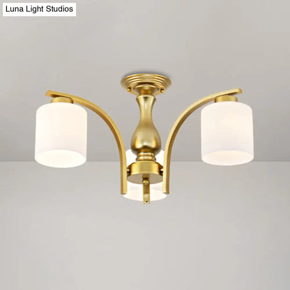 DecorBites™ DecorBites™ Rustic Living Room Shaded Cream Glass Semi Flush Light Ceiling Chandelier