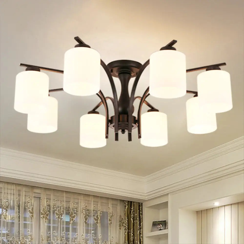 DecorBites™ DecorBites™ Rustic Living Room Shaded Cream Glass Semi Flush Light Ceiling Chandelier