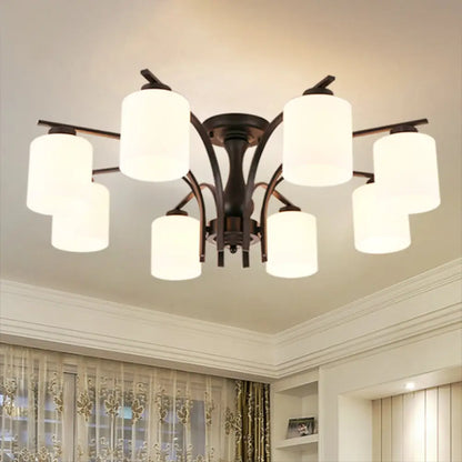 DecorBites™ DecorBites™ Rustic Living Room Shaded Cream Glass Semi Flush Light Ceiling Chandelier