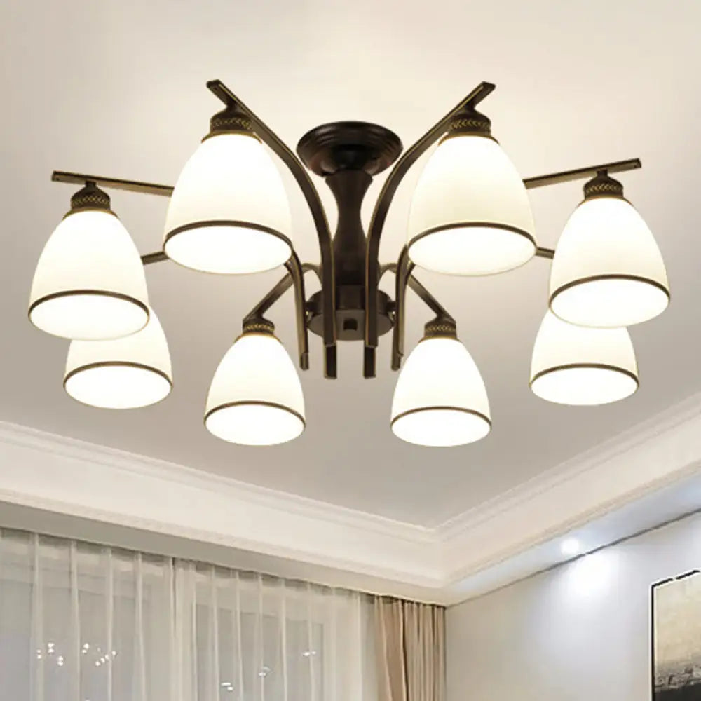DecorBites™ DecorBites™ Rustic Living Room Shaded Cream Glass Semi Flush Light Ceiling Chandelier
