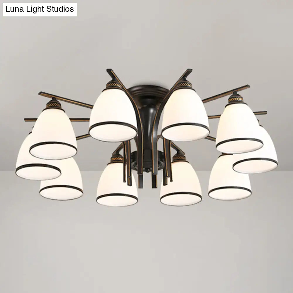 DecorBites™ DecorBites™ Rustic Living Room Shaded Cream Glass Semi Flush Light Ceiling Chandelier