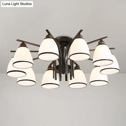 DecorBites™ DecorBites™ Rustic Living Room Shaded Cream Glass Semi Flush Light Ceiling Chandelier