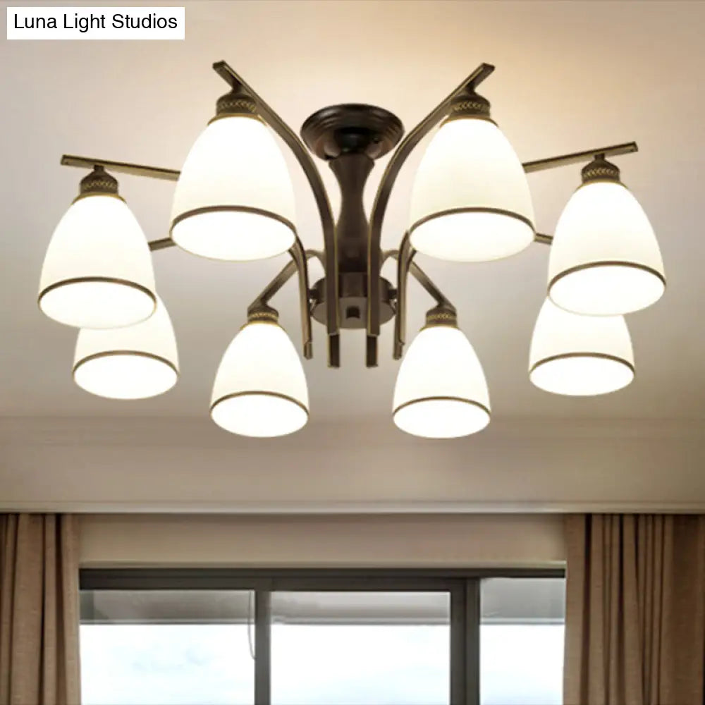DecorBites™ DecorBites™ Rustic Living Room Shaded Cream Glass Semi Flush Light Ceiling Chandelier