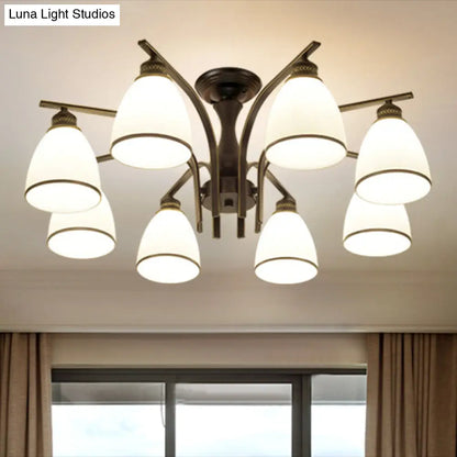 DecorBites™ DecorBites™ Rustic Living Room Shaded Cream Glass Semi Flush Light Ceiling Chandelier