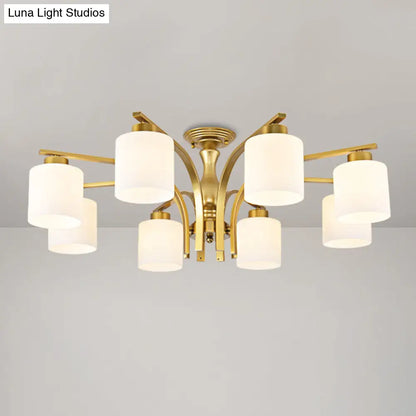 DecorBites™ DecorBites™ Rustic Living Room Shaded Cream Glass Semi Flush Light Ceiling Chandelier