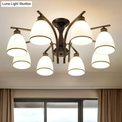 DecorBites™ DecorBites™ Rustic Living Room Shaded Cream Glass Semi Flush Light Ceiling Chandelier