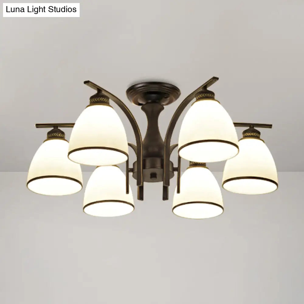 DecorBites™ DecorBites™ Rustic Living Room Shaded Cream Glass Semi Flush Light Ceiling Chandelier