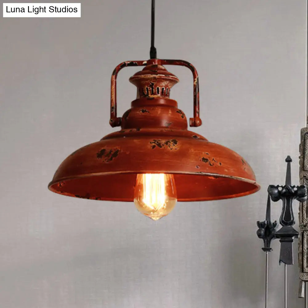 Rustic Lodge Industrial Pendant Light for Restaurants - Adjustable Cord, Barn Ceiling Fixture, Metal Construction, 1 Light