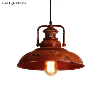 Rustic Lodge Industrial Pendant Light for Restaurants - Adjustable Cord, Barn Ceiling Fixture, Metal Construction, 1 Light