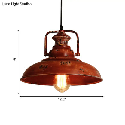 Rustic Lodge Industrial Pendant Light for Restaurants - Adjustable Cord, Barn Ceiling Fixture, Metal Construction, 1 Light