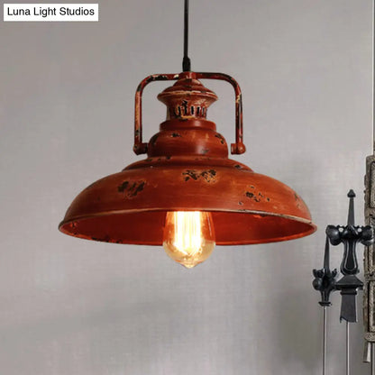 Rustic Lodge Industrial Pendant Light for Restaurants - Adjustable Cord, Barn Ceiling Fixture, Metal Construction, 1 Light