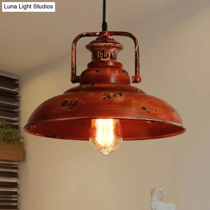 Rustic Lodge Industrial Pendant Light for Restaurants - Adjustable Cord, Barn Ceiling Fixture, Metal Construction, 1 Light