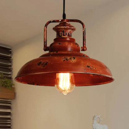 Rustic Lodge Industrial Pendant Light for Restaurants - Adjustable Cord, Barn Ceiling Fixture, Metal Construction, 1 Light