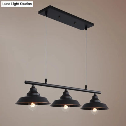 Lámpara de techo colgante DecorBites™ de metal rústico con 3 luces - Lámpara de isla tipo bistró con forma de tapa en color café oscuro