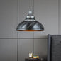 Rustic Metal Bowl Pendant Lamp - Silver/Bronze with Pulley - Perfect for Restaurant Ceiling