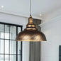 Rustic Metal Bowl Pendant Lamp - Silver/Bronze with Pulley - Perfect for Restaurant Ceiling