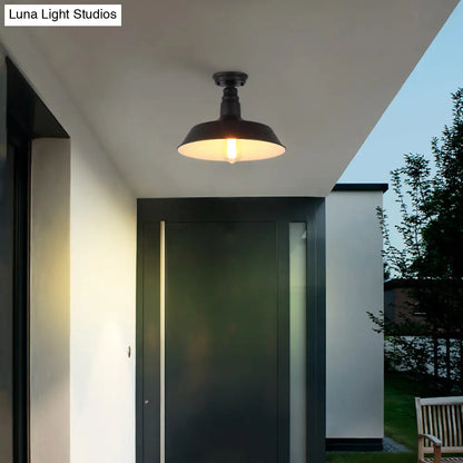 DecorBites™ DecorBites™ Rustic Metal Ceiling Lamp: Single Barn Shade Semi Flush Mount Lighting for Corridor