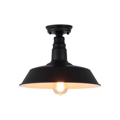 DecorBites™ DecorBites™ Rustic Metal Ceiling Lamp: Single Barn Shade Semi Flush Mount Lighting for Corridor