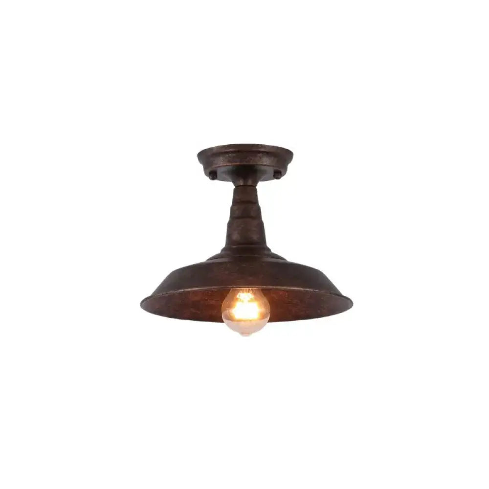 DecorBites™ DecorBites™ Rustic Metal Ceiling Lamp: Single Barn Shade Semi Flush Mount Lighting for Corridor