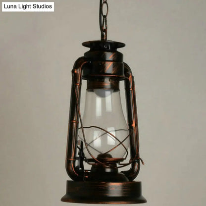 Rustic Metal Pendant Light Fixture - Kerosene Lamp Inspired Nautical Hanging Light - 1-Light