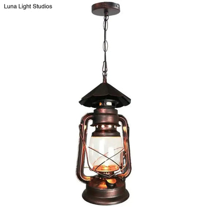 Rustic Metal Pendant Light Fixture - Kerosene Lamp Inspired Nautical Hanging Light - 1-Light