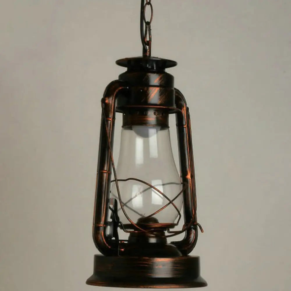 Rustic Metal Pendant Light Fixture - Kerosene Lamp Inspired Nautical Hanging Light - 1-Light