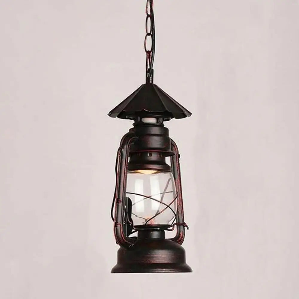 Rustic Metal Pendant Light Fixture - Kerosene Lamp Inspired Nautical Hanging Light - 1-Light