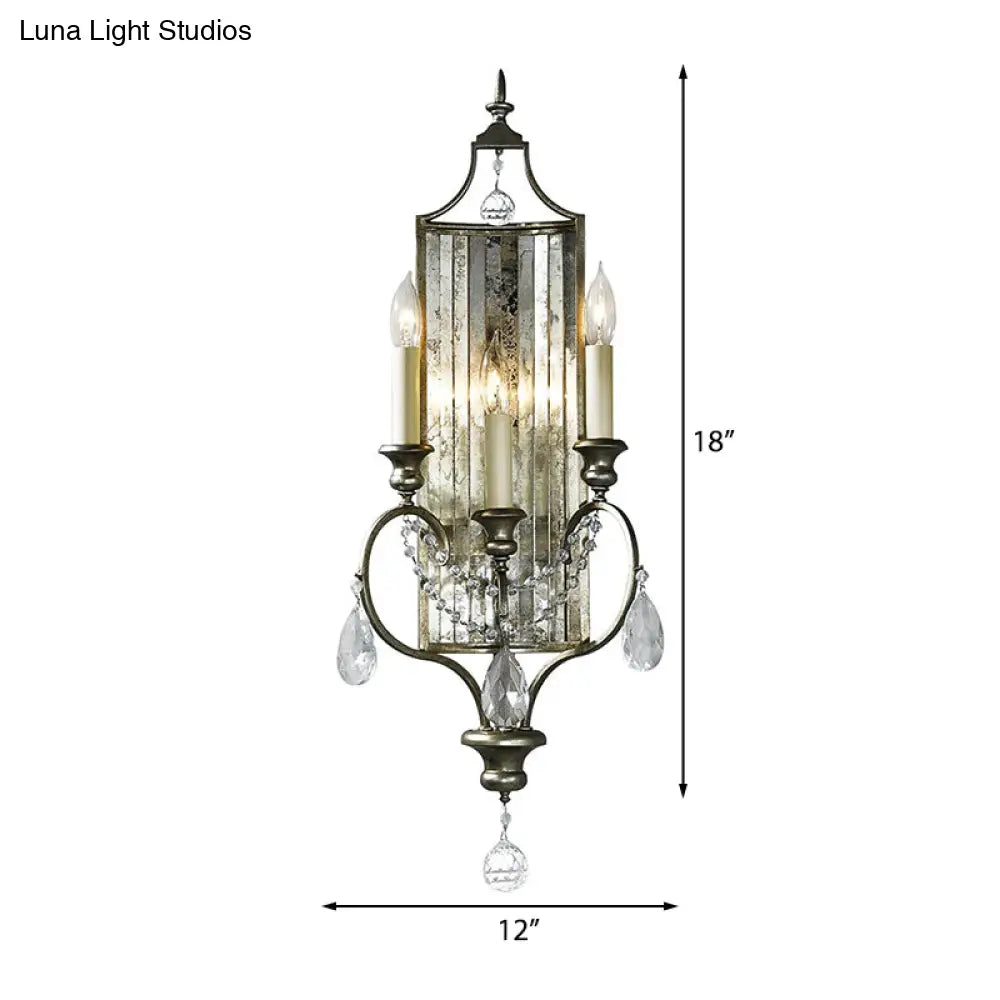DecorBites™ DecorBites™ Rustic Metal Wall Sconce with Crystal Accent - 2 Light Candelabra Fixture