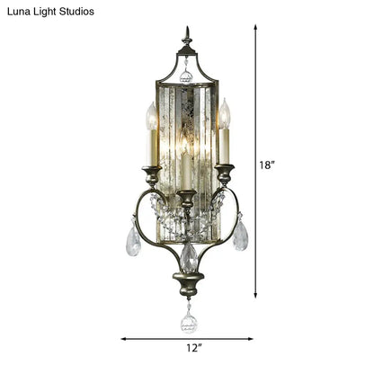 DecorBites™ DecorBites™ Rustic Metal Wall Sconce with Crystal Accent - 2 Light Candelabra Fixture
