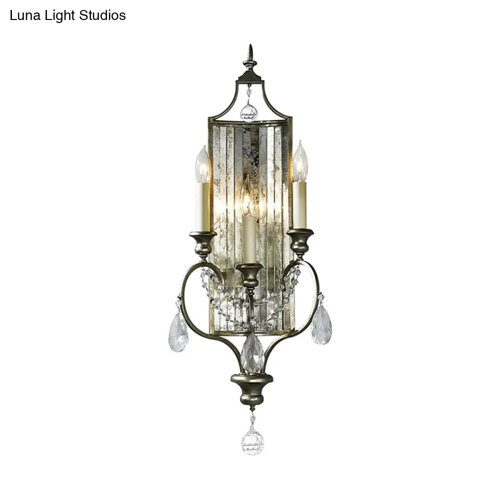 DecorBites™ DecorBites™ Rustic Metal Wall Sconce with Crystal Accent - 2 Light Candelabra Fixture