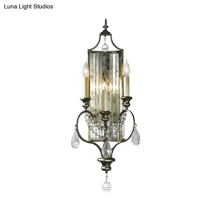DecorBites™ DecorBites™ Rustic Metal Wall Sconce with Crystal Accent - 2 Light Candelabra Fixture