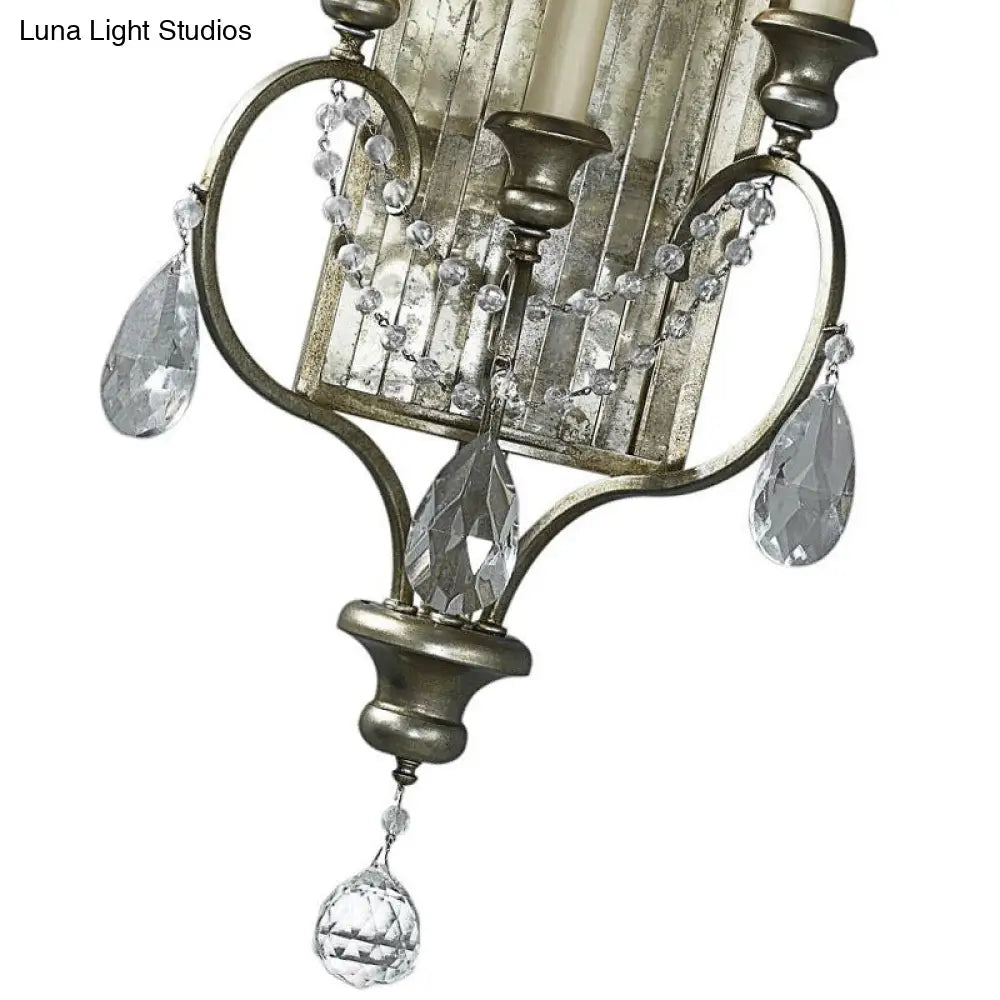 DecorBites™ DecorBites™ Rustic Metal Wall Sconce with Crystal Accent - 2 Light Candelabra Fixture